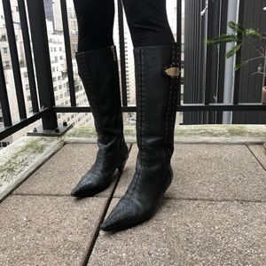 Fendi rider’s leather boots with kitten heels
